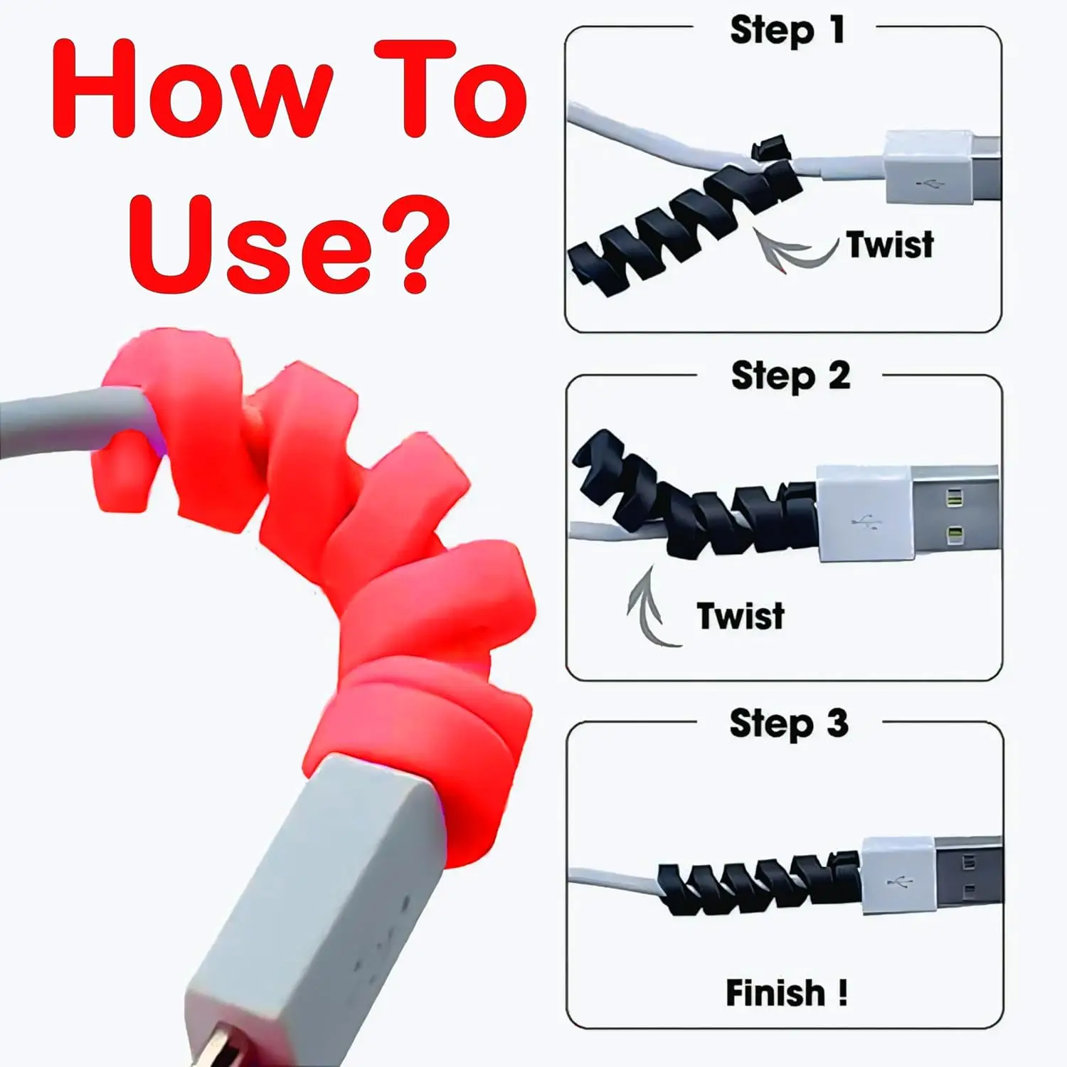 Charger Cable Protector – Set of 40 – Premium Silicone 2 cable protectors pack of 40