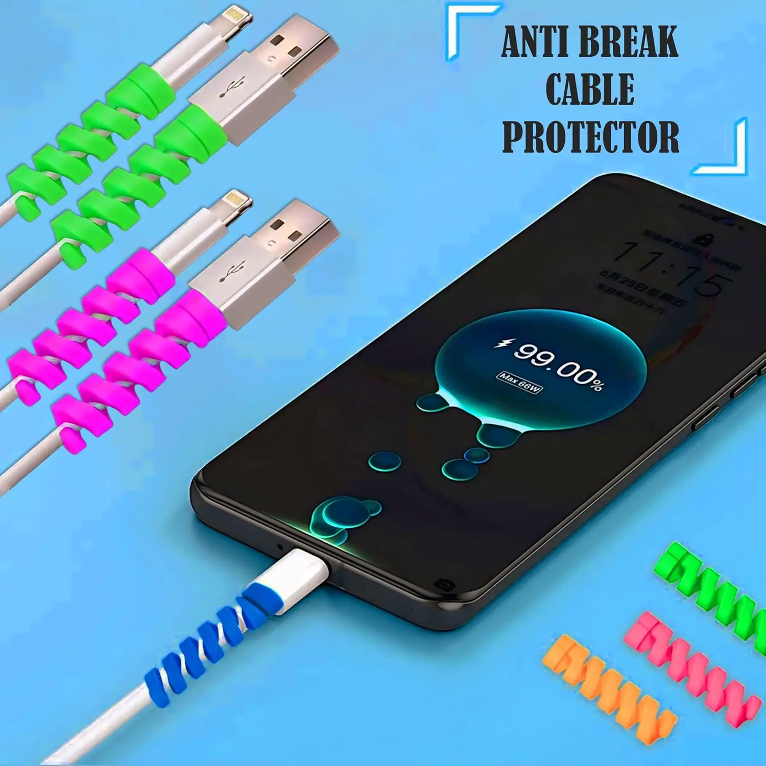 Charger Cable Protector – Set of 40 – Premium Silicone 4 cable protectors pack of 40