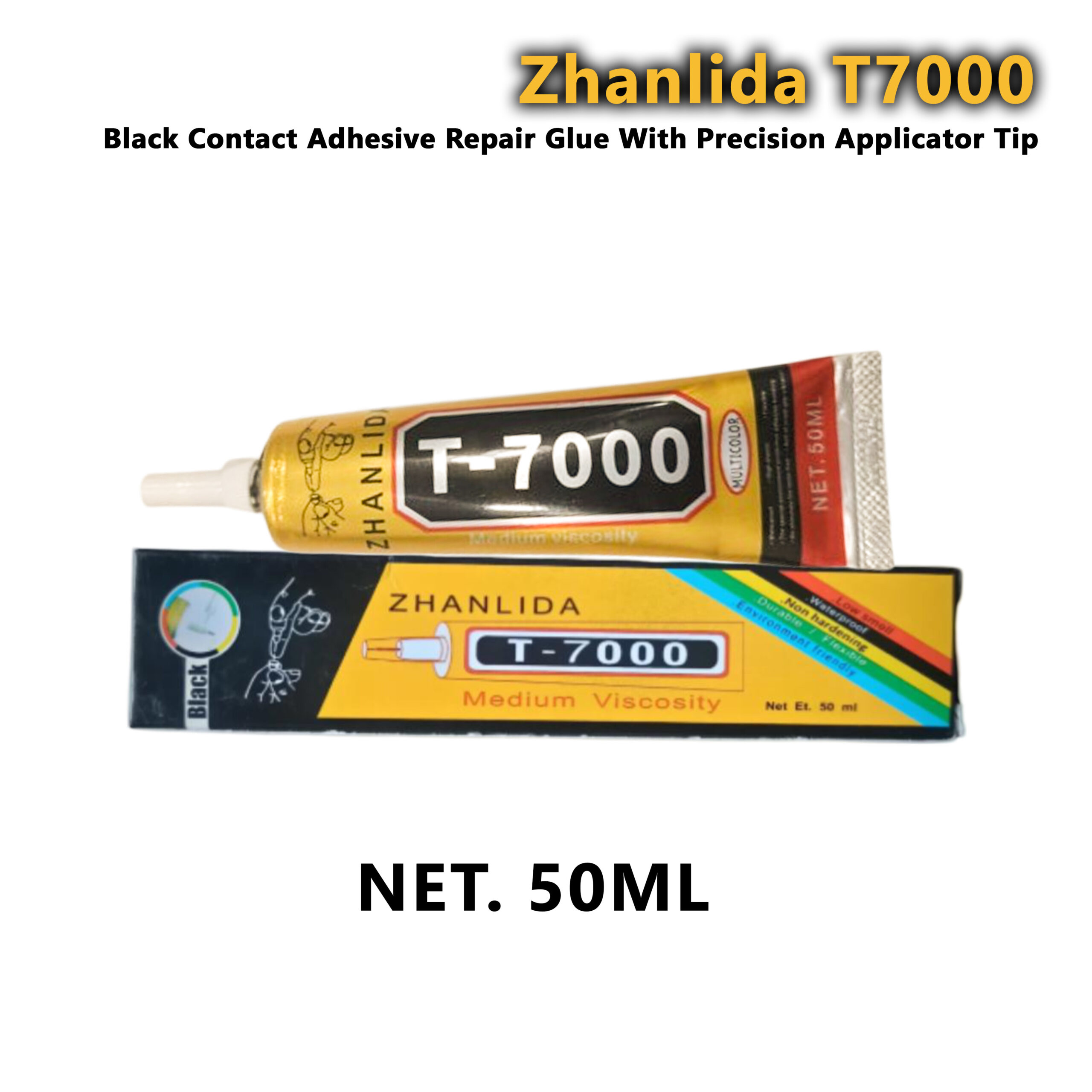 Zhanlida 50ml T-7000 Black-10 & E8000 White-5 Glue 15pcs Combo Pack 3 Zhanlida 50ml T-7000 Black-10 & E8000 White-5 Glue